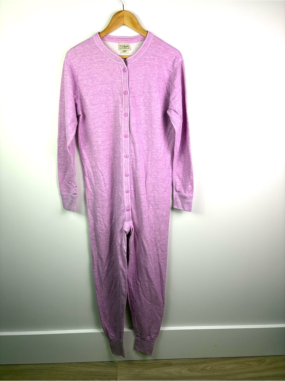 L.L. Bean Lavender wool blend Button-Front One-Piece Footie size M